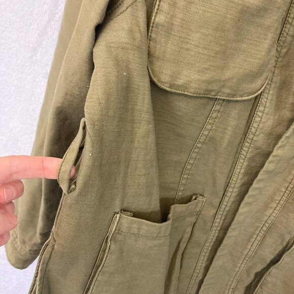 Free People Open Front Military Jacket Womens Small S Olive Green Cargo Pockets - Picture 7 of 16